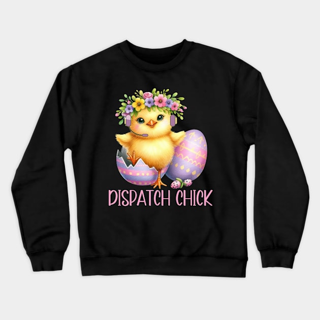 Dispatch Chick Funny Easter Dispatcher Thin Gold Line for 911 First Responders Crewneck Sweatshirt by Shirts by Jamie